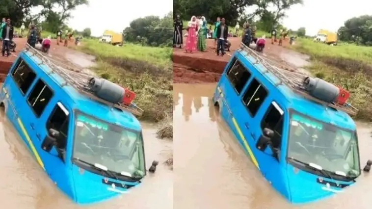 Passengers Survive Near Fatal Accident After Mini Bus Veers in Water [Photos]