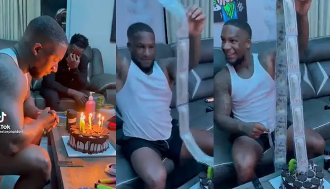 Husband over-excited as wife surprises him with $10,000 inside his birthday cake (Video)