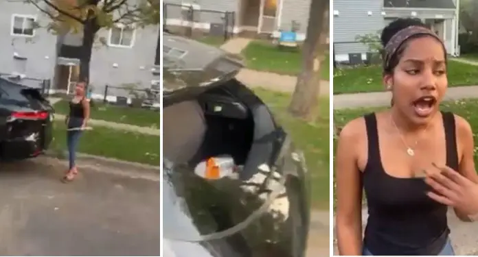 Drama as lady finds out she wrongly accused her boyfriend of cheating after destroying his car (Video)