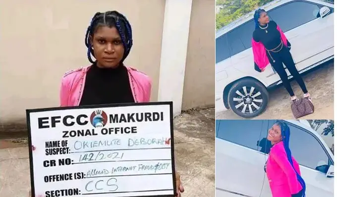 Lady arrested by EFCC shortly after flaunting lavish lifestyle online, jailed for internet fraud