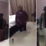 Drama as man catches his wife in a hotel room with her lover (Video)