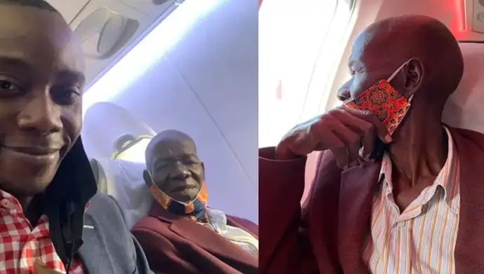 74-year-old man in tears as man he’s been showing love since childhood flies him on plane for the first time