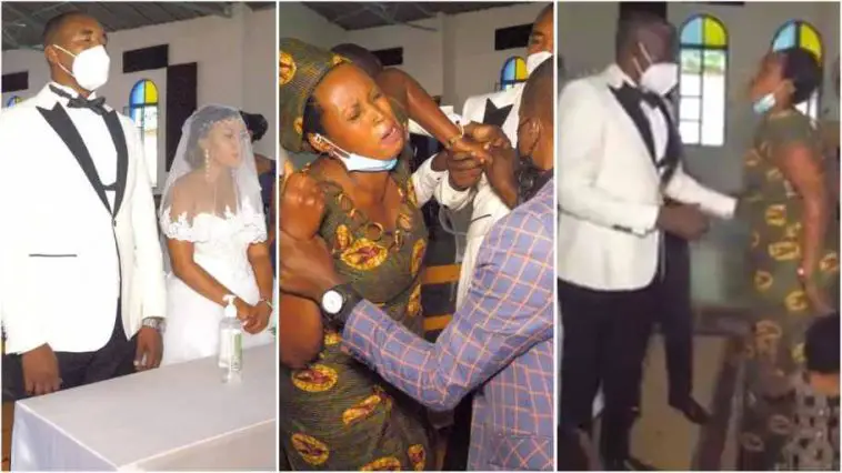 Angry wife storms husbands wedding with children, disrupts ceremony [video]