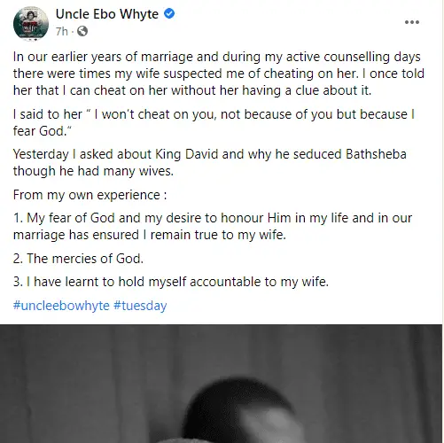 Uncle Ebo Whyte facebook post