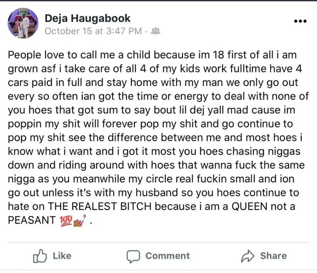 You are all jealous – Girl, 18, who married her Godfather, 61, responds after her mother released a video slamming her marriage (videos) 2 Deja Haugabook
