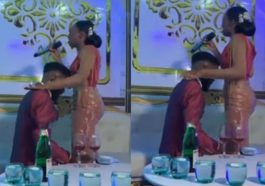 Bride heaps prayers on her groom as she asks God to make him successful (Video)