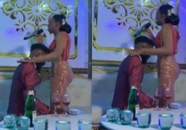 Bride heaps prayers on her groom as she asks God to make him successful (Video)