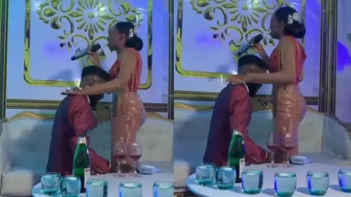 Bride heaps prayers on her groom as she asks God to make him successful (Video)