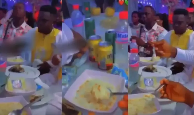 Guests served ‘soaking’ gari and groundnut at wedding reception [Video]