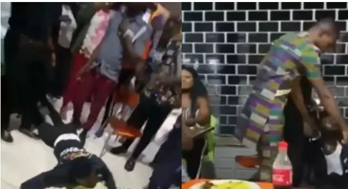 Drama as man begins to throw up after being forced to consume a friend’s drink that he was accused of poisoning (Video)