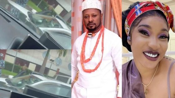 Tonto Dikeh gloats as she shares video of the moment Kpokpogri was allegedly arrested (Watch)