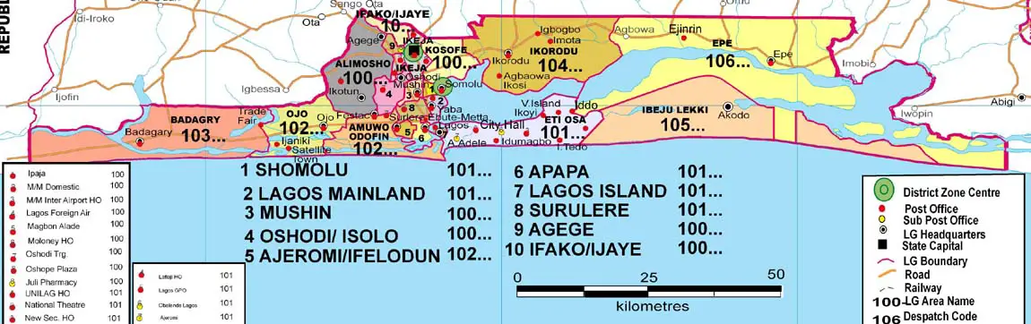 Lagos State Postcode Map