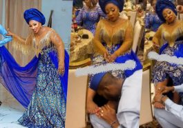 Anita Joseph Under Fire After Sharing Video Of Her Husband Massaging And Kissing Her Feet At An Event (Video)