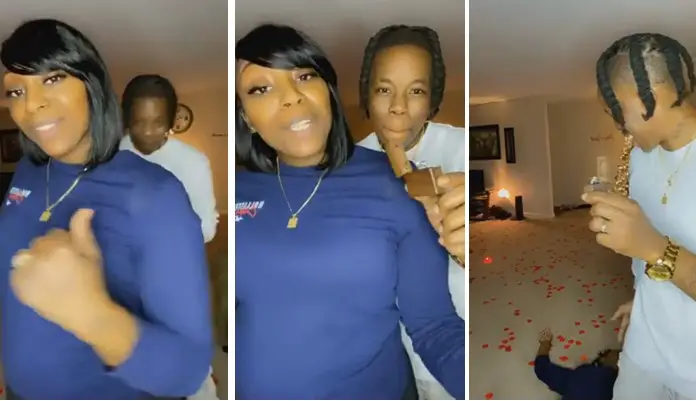 Dramatic moment lady passed out because her lover was about to propose (Video)