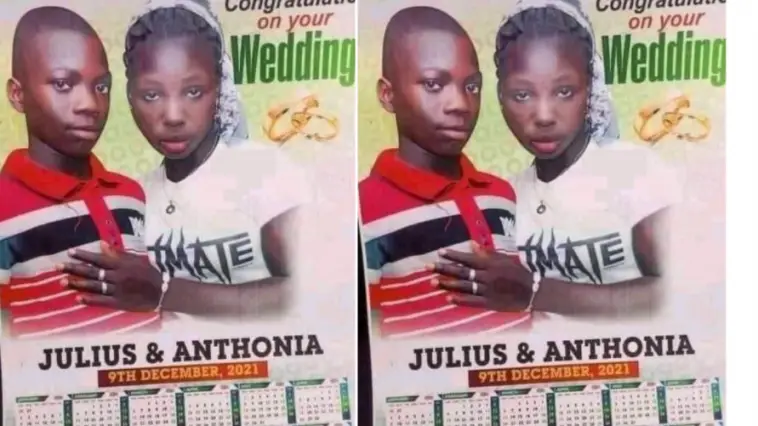 Arrest Both Parents’ – Outrage As 11-Year Old Boy And His Girlfriend Announce ‘Save The Date’ With Pre-Wedding Photos