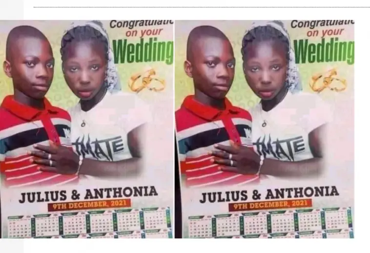 Arrest Both Parents’ – Outrage As 11-Year Old Boy And His Girlfriend Announce ‘Save The Date’ With Pre-Wedding Photos