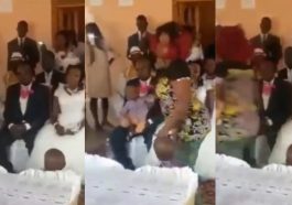 Woman storms church with her kids, disrupts her husband’s secret wedding (Video)