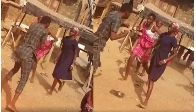 Two teenage friends fight a boy after discovering he’s dating both of them (Video)