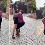 House help carries her boss in excitement for helping to pay her kids school fees (Video)