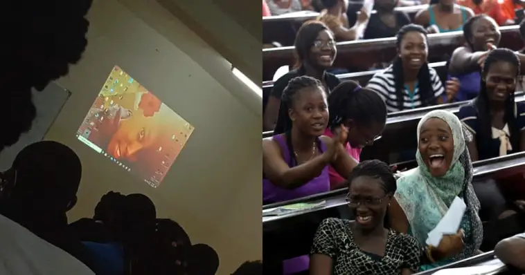 University Lecturer Projects Laptop with Photo of Class Rep Used as Screen Display