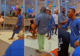 Drama as man catches girlfriend on a date with another guy after telling him she won’t go out (Video)