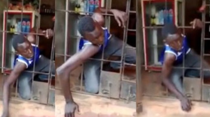 Thief caught red-handed after sneaking into shop in broad daylight (Video)