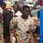 (+VIDEO) Thief Made To Sweep A Whole Market After He Was Caught Stealing A Phone At Circle