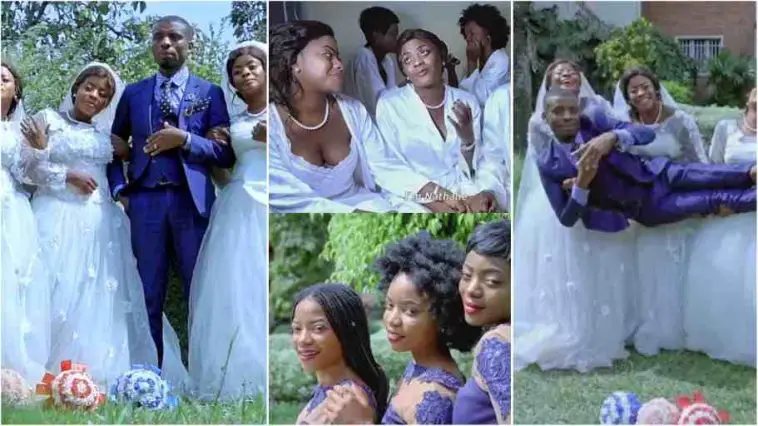 Man marries triplet sisters on same day in colourful wedding ceremony [video]