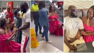 Woman goes down on her knees in mall and proposes to boyfriend