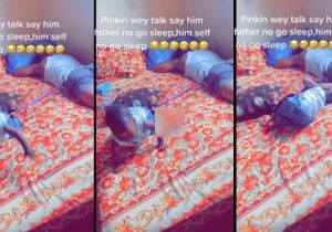 Woman stunned as she walks in to see her baby boy tied to her husband’s waist as he sleeps (Video)