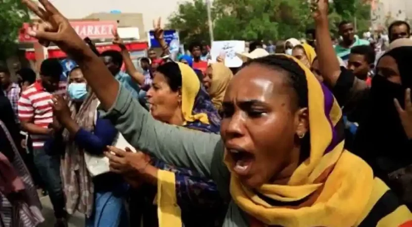 Sudanese women and girls take to the streets of Khartoum as they join ongoing protests against military rule on July 6