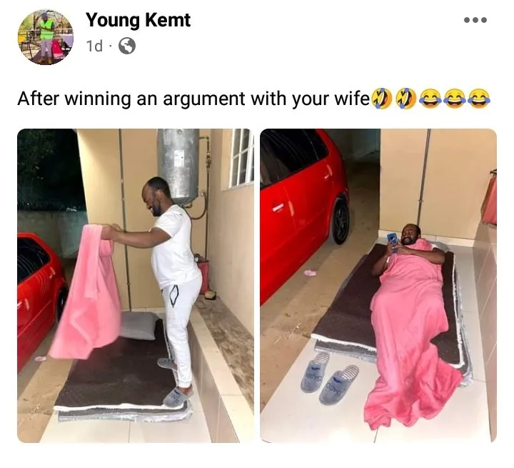man sleep outside argument wife