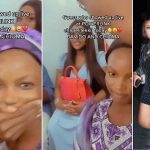 Lady goes crazy, takes off her headscarf as she spots Davido and Chioma in her church (Video)