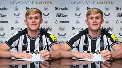 Lewis Hall signing photo: Newcastle United complete the signing of Lewis Hall