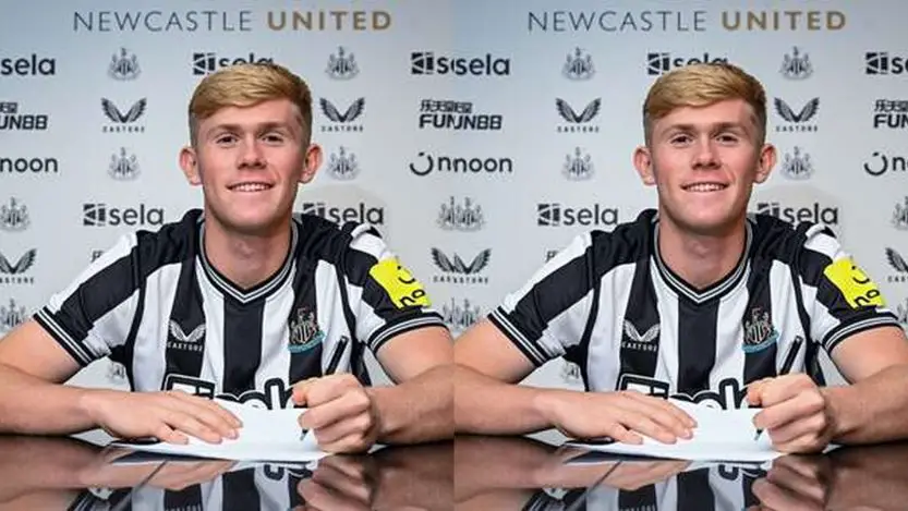 Lewis Hall signing photo: Newcastle United complete the signing of Lewis Hall