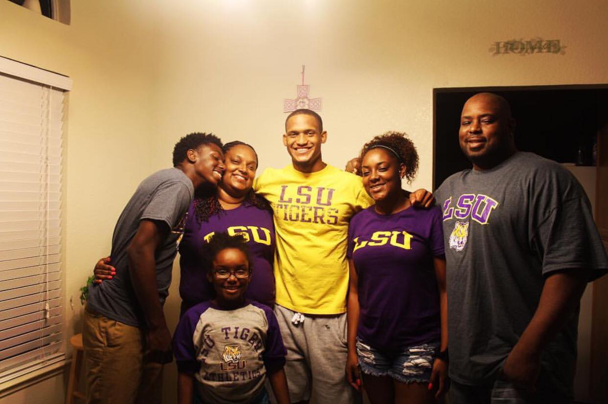Daron Bland with parents and siblings