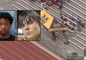 Karmelo Anthony (Frisco Police Department). Inset (right): Austin Metcalf