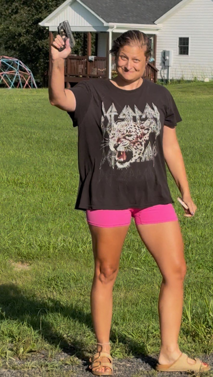 Elizabeth Wolfrey (pictured), 32, allegedly waved a gun at the terrified couple to threaten them to leave